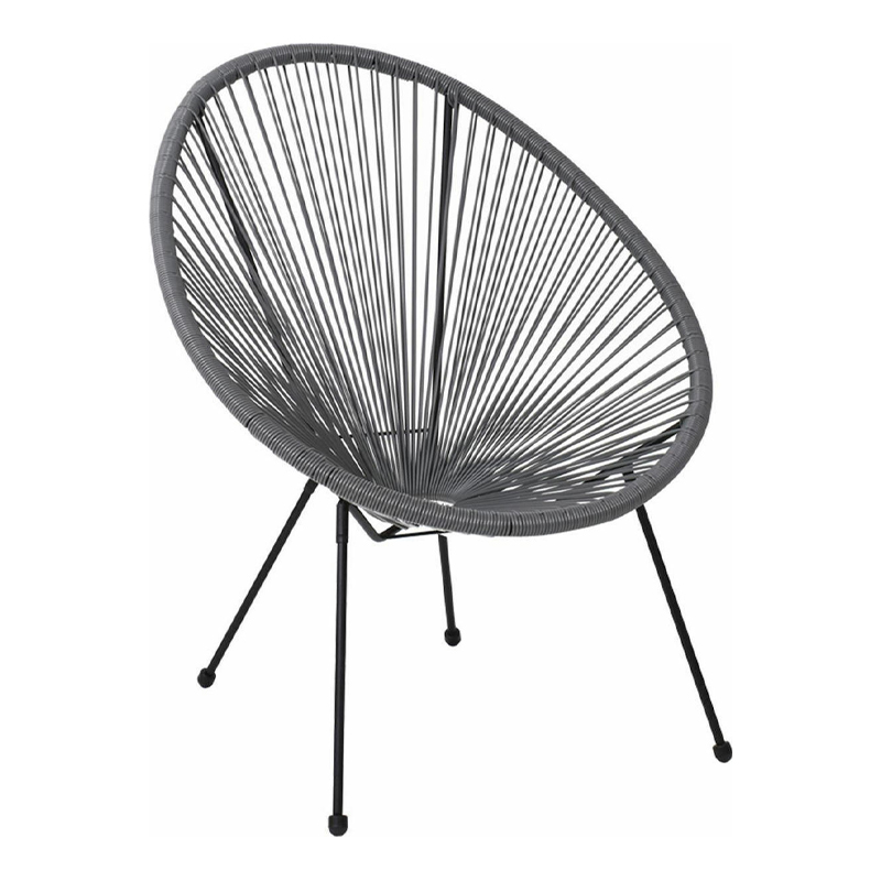ACAPULCO Armchair Black Steel, Grey Plastic Rattan