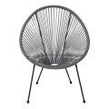 ACAPULCO Armchair Black Steel, Grey Plastic Rattan