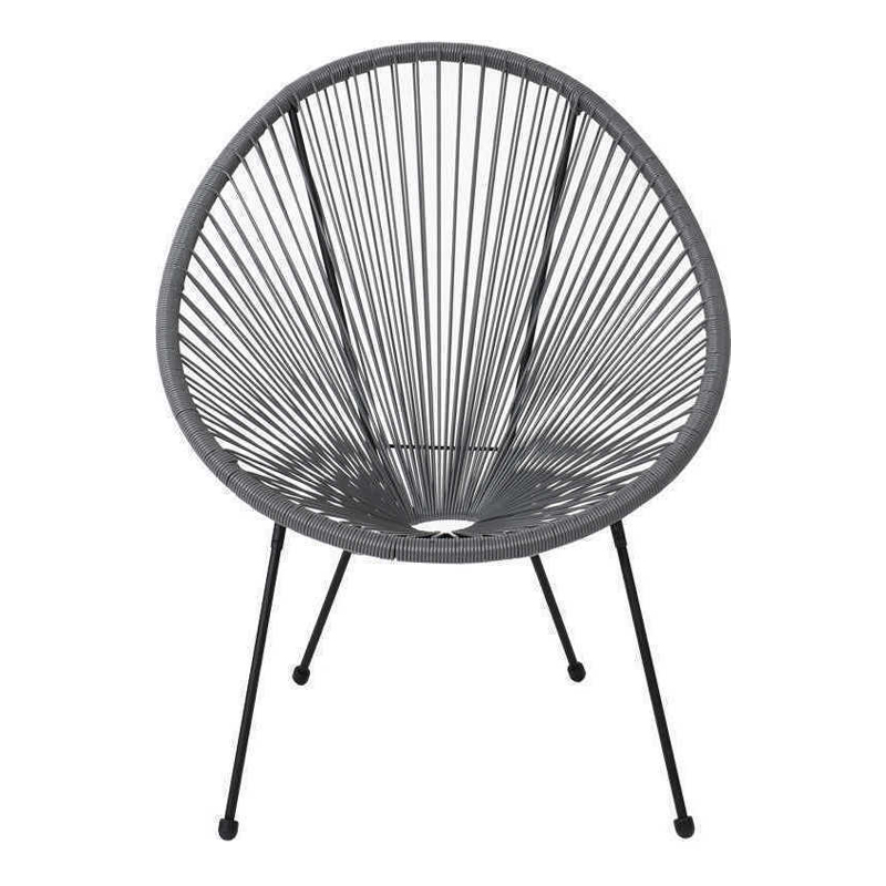 ACAPULCO Armchair Black Steel, Grey Plastic Rattan