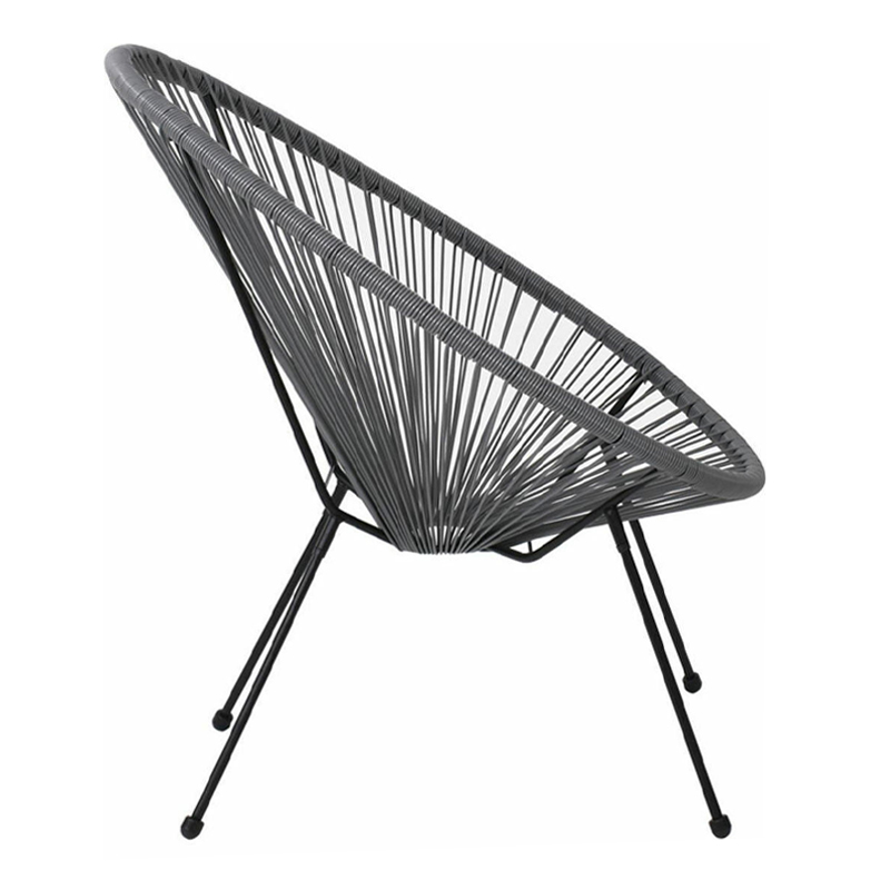 ACAPULCO Armchair Black Steel, Grey Plastic Rattan
