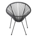 ACAPULCO Armchair Black Steel, Grey Plastic Rattan