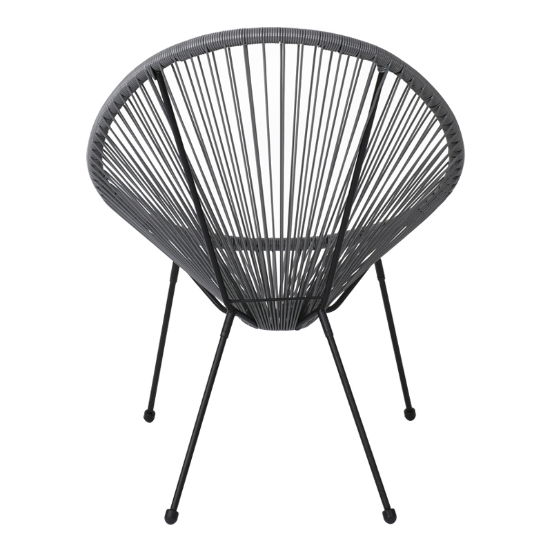 ACAPULCO Armchair Black Steel, Grey Plastic Rattan