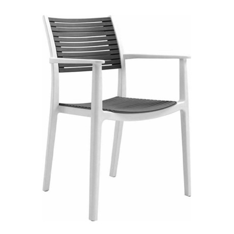 AKRON Armchair PP-UV White/Grey