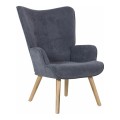 ALMA Set Armchair & Stool, Light Blue Velure (K/D)