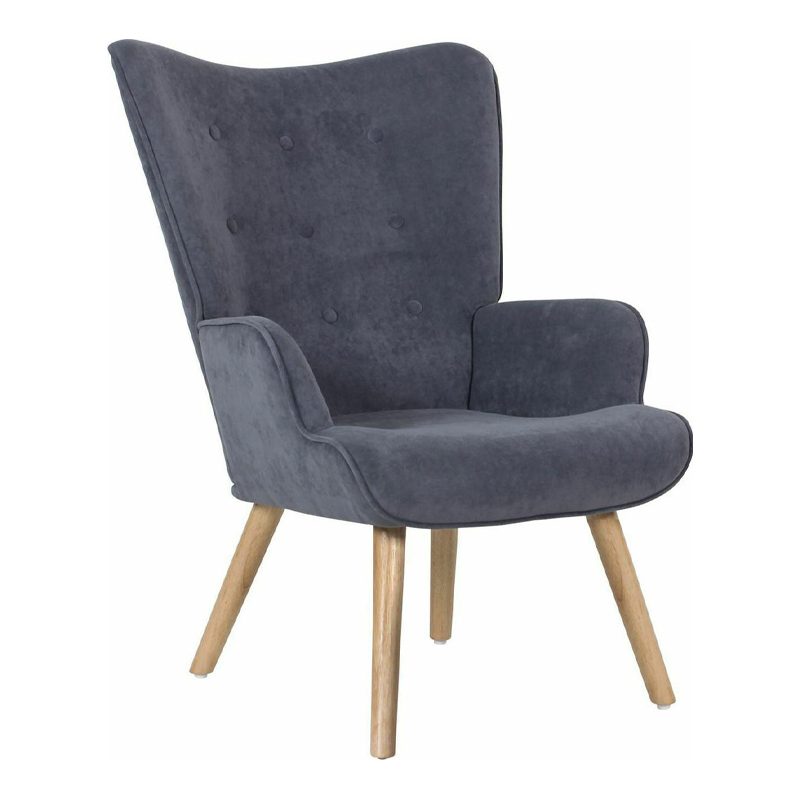 ALMA Set Armchair & Stool, Light Blue Velure (K/D)