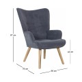 ALMA Set Armchair & Stool, Light Blue Velure (K/D)