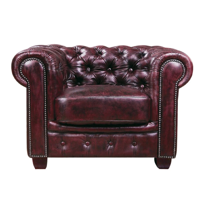 Πολυθρόνα CHESTERFIELD 689 δερμάτινη σε χρώμα antique red 103x92x72εκ.