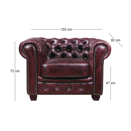 CHESTERFIELD-689 1-S Leather Antique Red