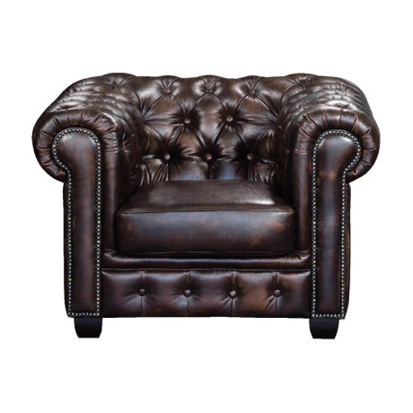 CHESTERFIELD-689 Lounge Armchair Leather Brown