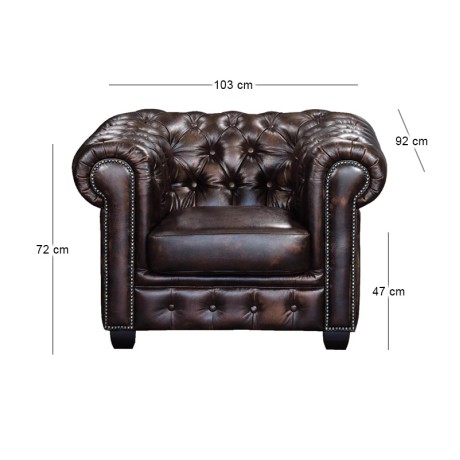 CHESTERFIELD-689 Lounge Armchair Leather Brown