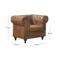 CHESTERFIELD Lounge Armchair Brown Camel Fabric