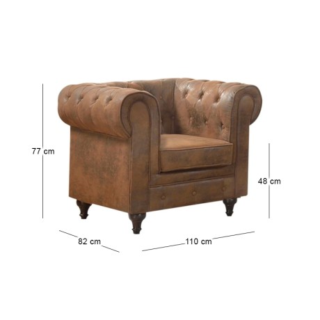 CHESTERFIELD Lounge Armchair Brown Camel Fabric