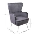 CROMA Armchair Fabric Grey Velure