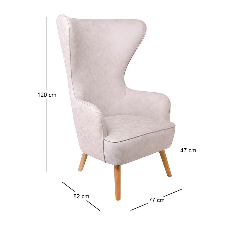 DOVELA Armchair Quilted Fabric Ecru
