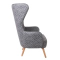 DOVELA Armchair Quilted Fabric Grey