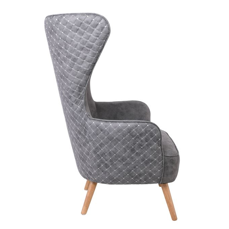DOVELA Armchair Quilted Fabric Grey
