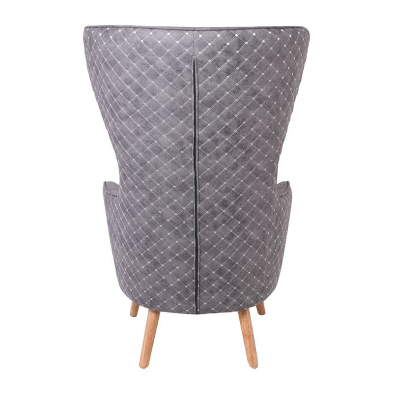 DOVELA Armchair Quilted Fabric Grey