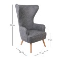 DOVELA Armchair Quilted Fabric Grey