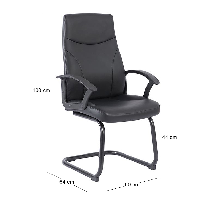BF1250V Πολυθρόνα Γραφείου Επισκέπτη, Pu Μαύρο 60x64x100cm
