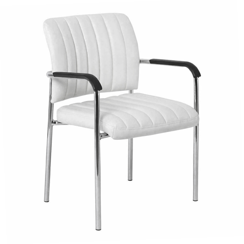 Visitor office armchair Denim with inox skeleton lining from artificial leather PU in dark brown color 45x46x79cm