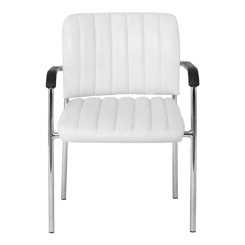 Visitor office armchair Denim with inox skeleton lining from artificial leather PU in dark brown color 45x46x79cm
