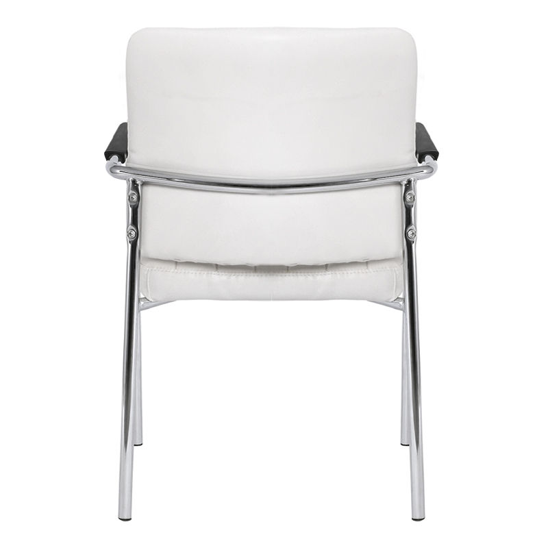 Visitor office armchair Denim with inox skeleton lining from artificial leather PU in dark brown color 45x46x79cm