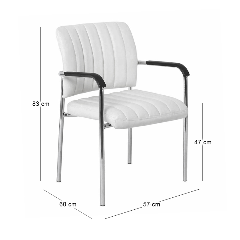 Visitor office armchair Denim with inox skeleton lining from artificial leather PU in dark brown color 45x46x79cm