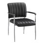 Visitor office armchair Denim with inox skeleton lining from artificial leather PU in ecru color 45x46x79cm