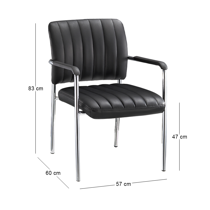 Visitor office armchair Denim with inox skeleton lining from artificial leather PU in ecru color 45x46x79cm