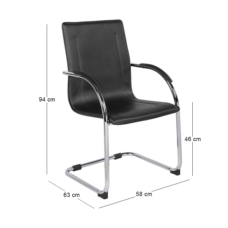 OMIKRON Visitor Armchair, Pvc Black