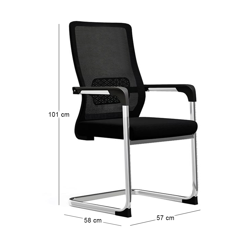 VISITOR Armchair/Chromed Frame/Black Mesh