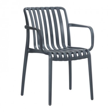 Πολυθρόνα κήπου πολυπροπυλενίου Moda H στοιβαζόμενη UV προστασία χρώμα ανθρακί 54x57x80εκ.