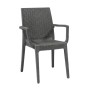 Πολυθρόνα κήπου πολυπροπυλενίου rattan look Dafne στοιβαζόμενη UV προστασία χρώμα ανθρακί 54x55x85εκ.