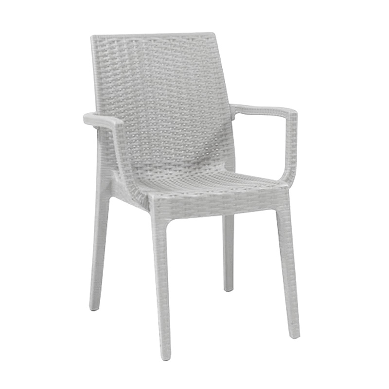 Πολυθρόνα Dafne με πλαστική επένδυση σε σχέδιο rattan σε χρώμα λευκό 54x55x85εκ
