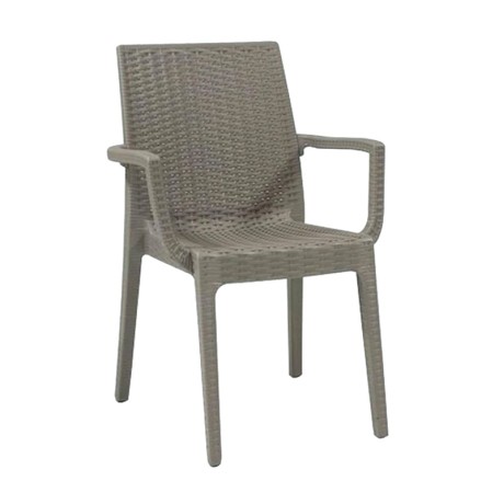 Πολυθρόνα κήπου πολυπροπυλενίου rattan look Dafne στοιβαζόμενη UV προστασία χρώμα tortora 54x55x85εκ.