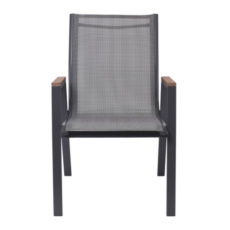 VIRNA Armchair Metal Dark Grey/Textilene Grey/Polywood Natural