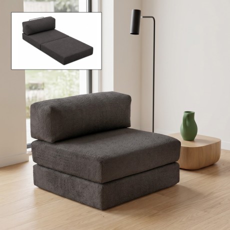 Πολυθρόνα - κρεβάτι Comfort Megapap υφασμάτινη χρώμα ανθρακί 95x95x75εκ.