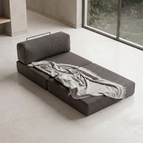 Πολυθρόνα - κρεβάτι Comfort Megapap υφασμάτινη χρώμα ανθρακί 95x95x75εκ.