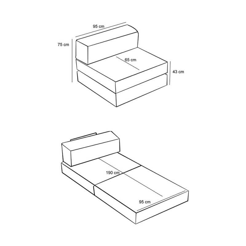 Πολυθρόνα - κρεβάτι Comfort Megapap υφασμάτινη χρώμα ανθρακί 95x95x75εκ.