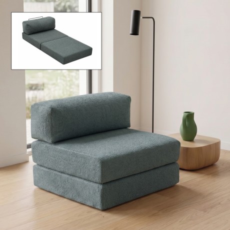 Πολυθρόνα - κρεβάτι Comfort Megapap υφασμάτινη χρώμα μέντα 95x95x75εκ.