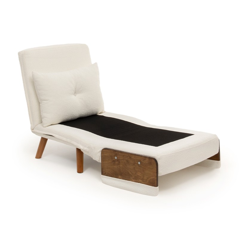 Πολυθρόνα - Κρεβάτι Cosmo Megapap ύφασμα teddy χρώμα κρεμ 70x77x82εκ.