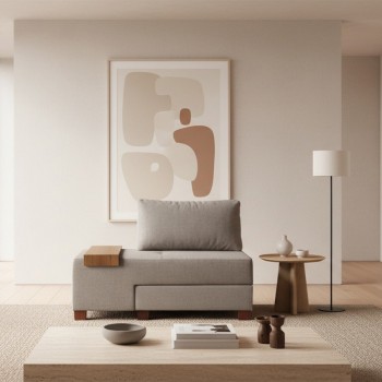 Perenna Megapap fabric single armchair with bed in grey color 116x93x83cm.