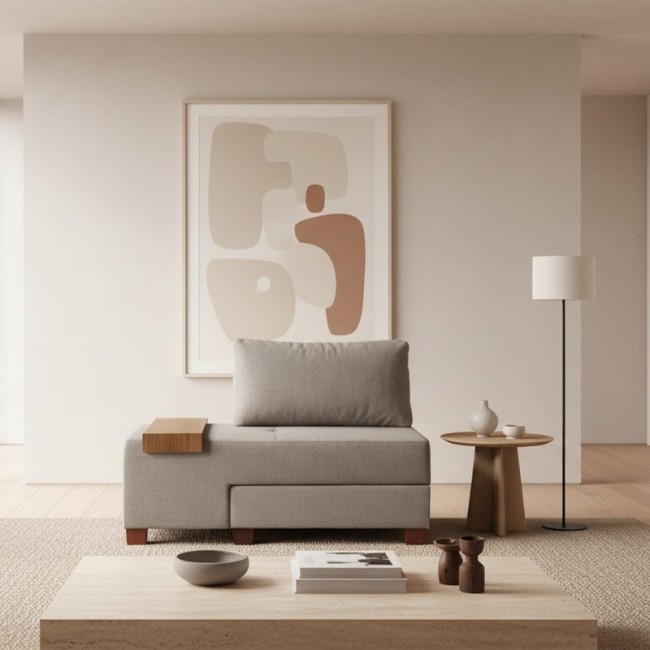 Πολυθρόνα - κρεβάτι Perenna Megapap υφασμάτινη χρώμα γκρι 116x93x83εκ.