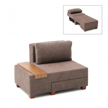 Perenna Megapap fabric single armchair with bed in brown color 116x93x83cm.