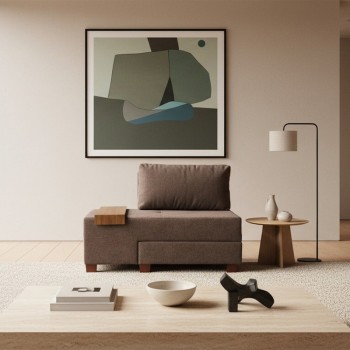 Perenna Megapap fabric single armchair with bed in brown color 116x93x83cm.