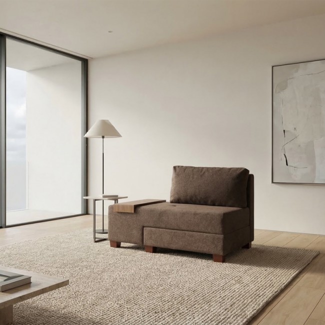 Πολυθρόνα - κρεβάτι Perenna Megapap υφασμάτινη χρώμα καφέ 116x93x83εκ.