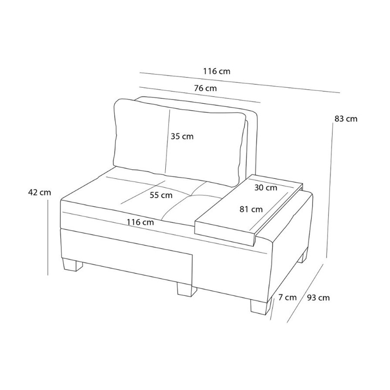 Perenna Megapap fabric single armchair with bed in beige color 116x93x83cm.