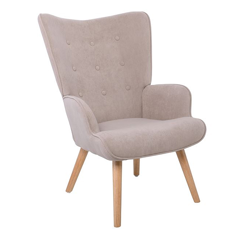 ALMA Set Armchair & Stool, Velure Light Brown (K/D)