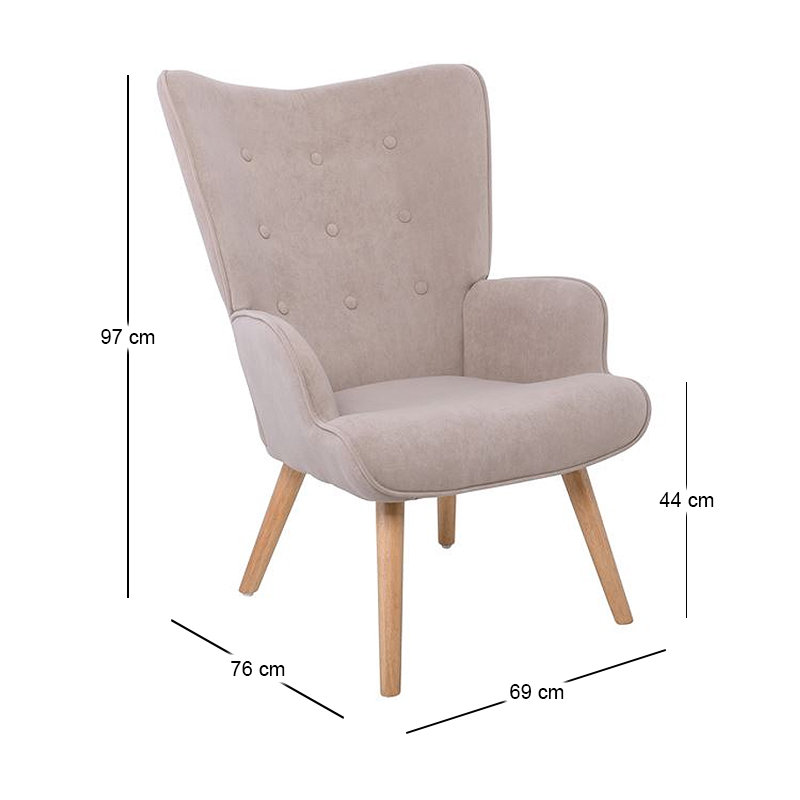 ALMA Set Armchair & Stool, Velure Light Brown (K/D)