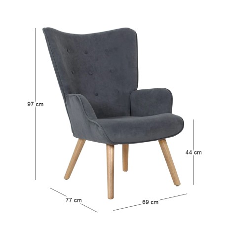 ALMA Armchair Grey Velure (K/D)